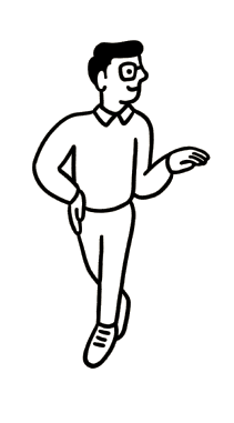 Man walking with hand out